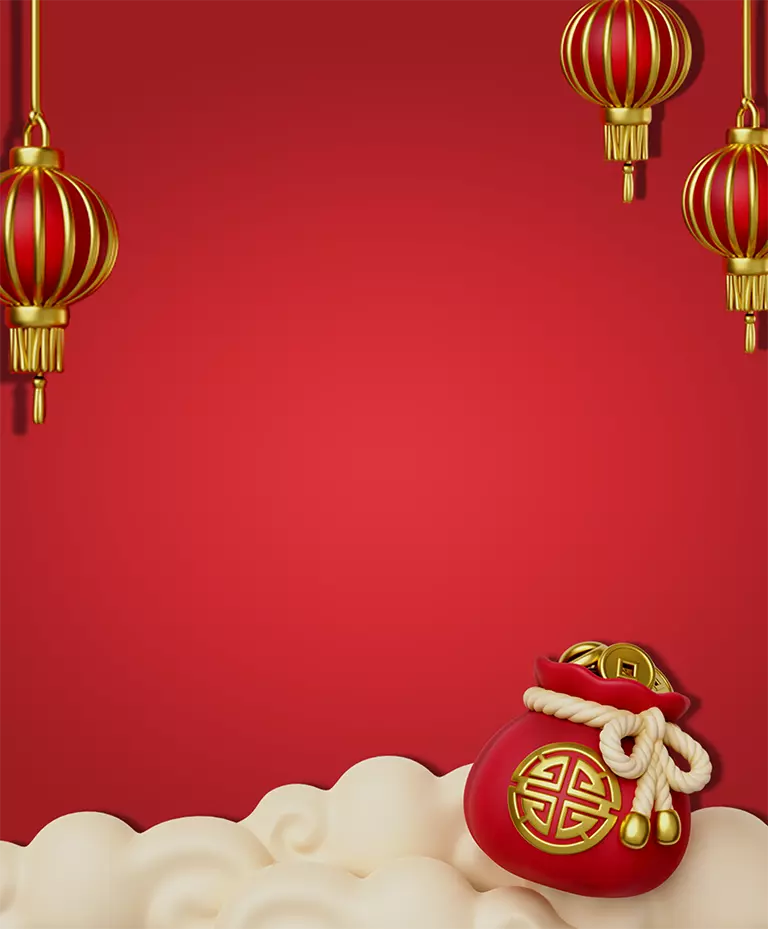 麻將胡了資訊站紅色燈籠與福袋裝飾背景圖